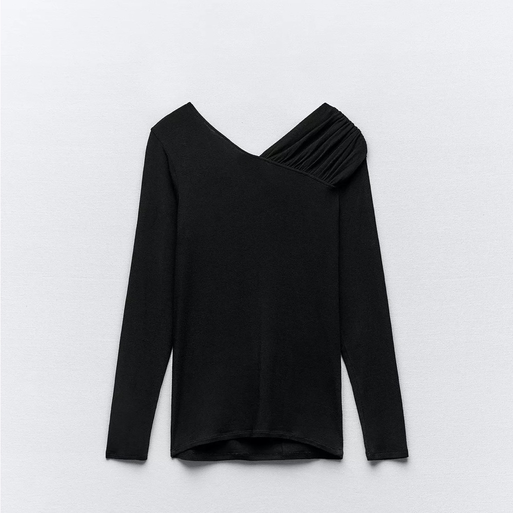 ZARA RUCHED MODAL BLEND DELICATE SHIRT NWT SIZE M